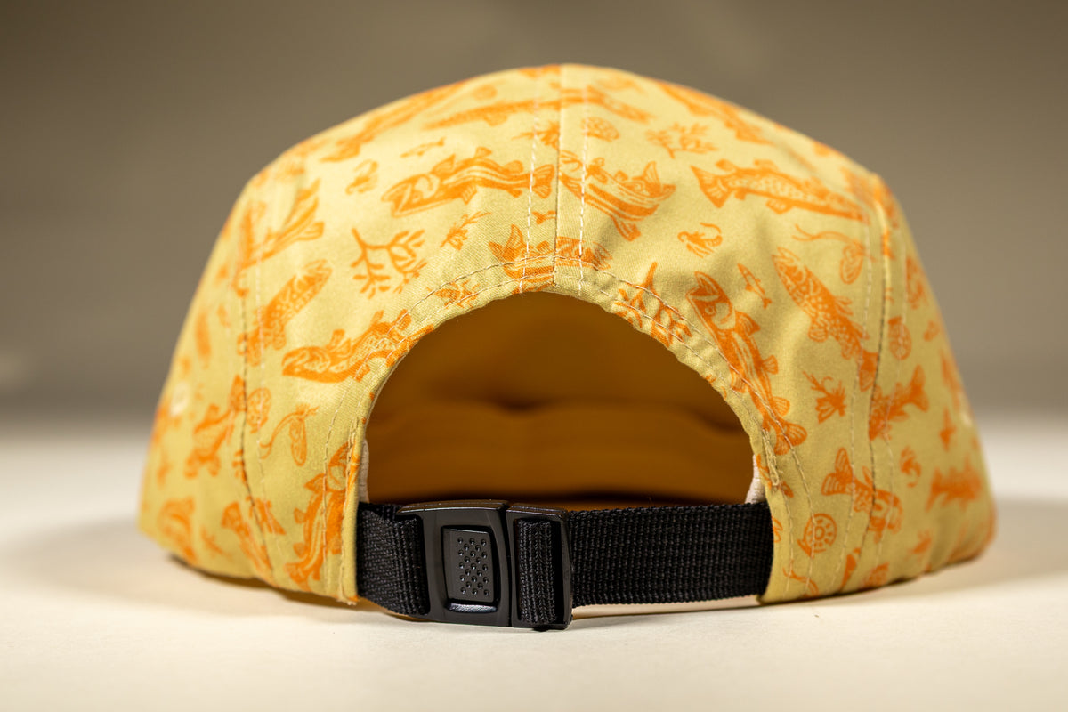 5-Panel Fish Hat - Pale Yellow & Orange