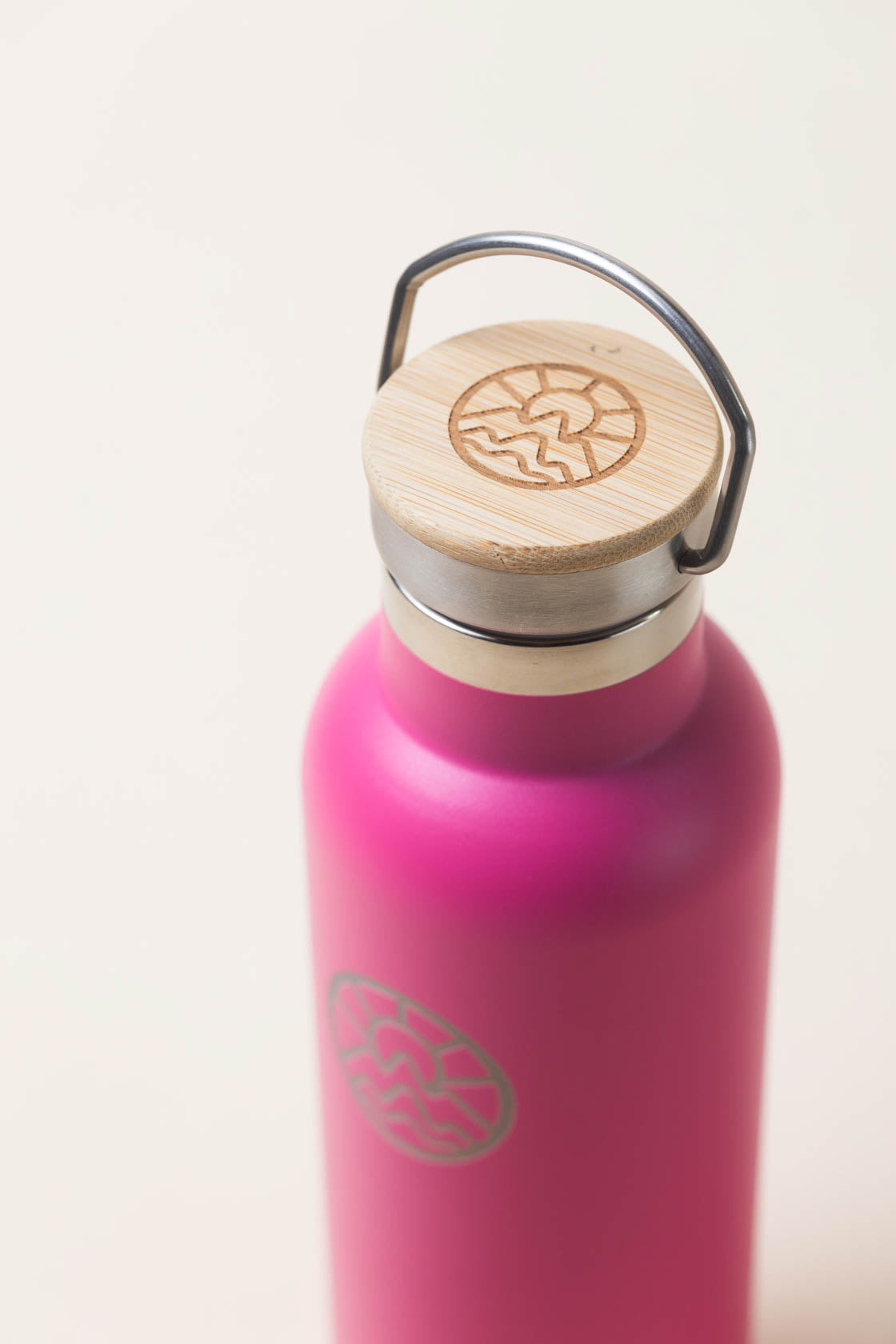 McClumsy 24oz Stainless Steel Insulated Water Bottle Pink Top with Logo
