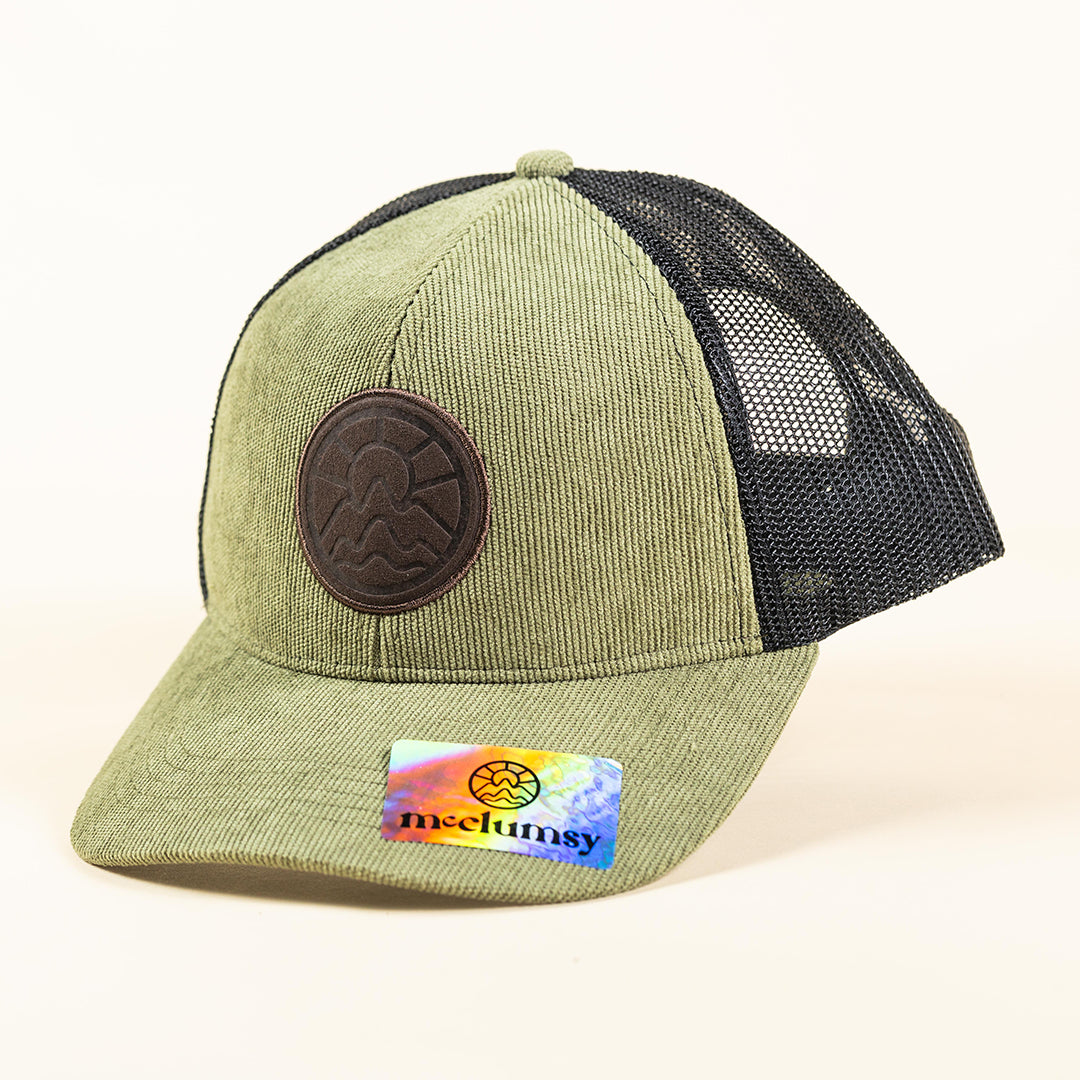 McClumsy 6 Panel Suede Patch Olive Chord Front