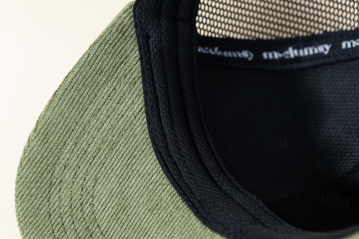 McClumsy 6 Panel Suede Patch Olive Chord Under Bill and Sweat Guard