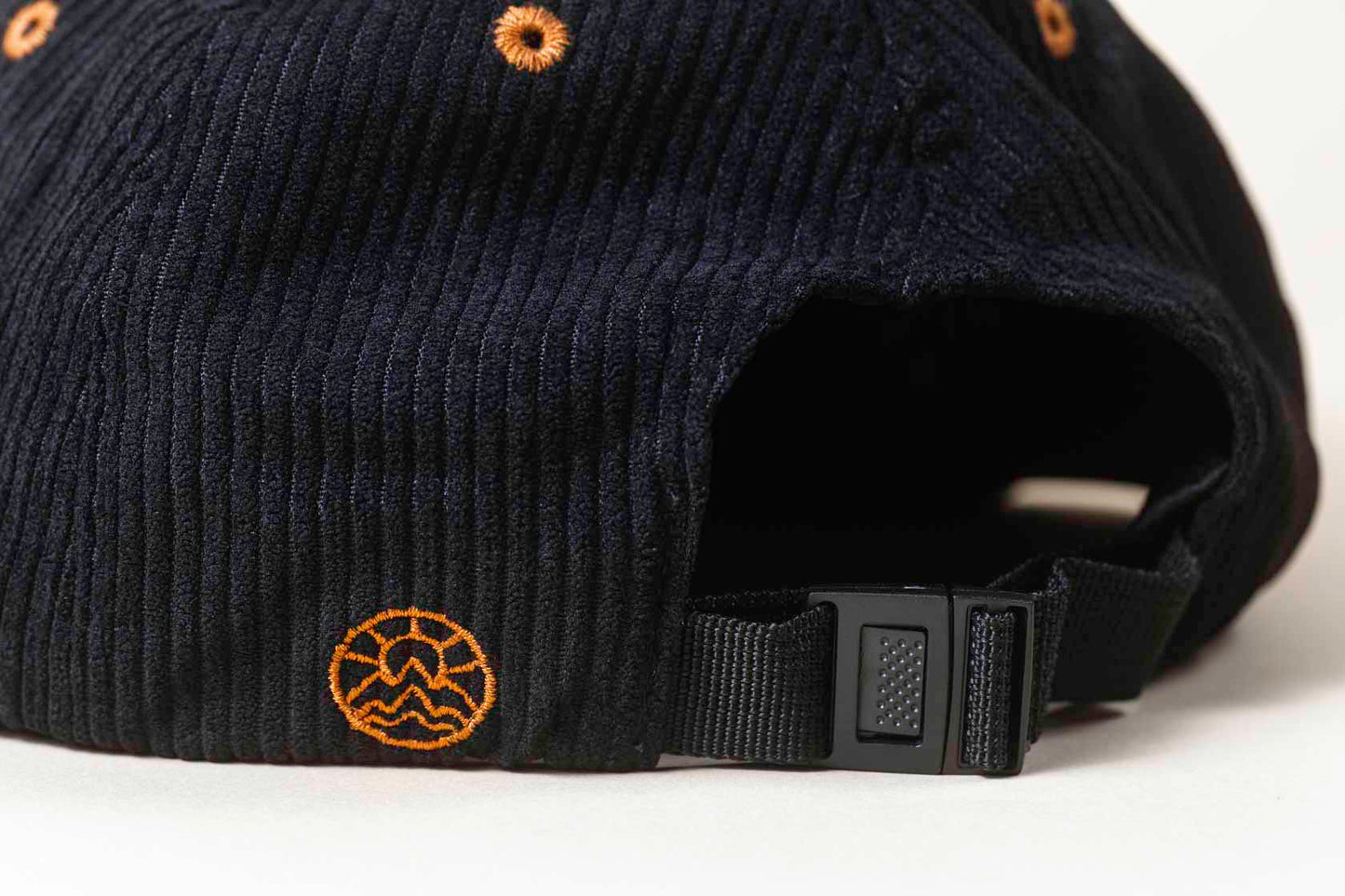 McClumsy Black 5 Panel Corduroy Hat Nylon Back Clip