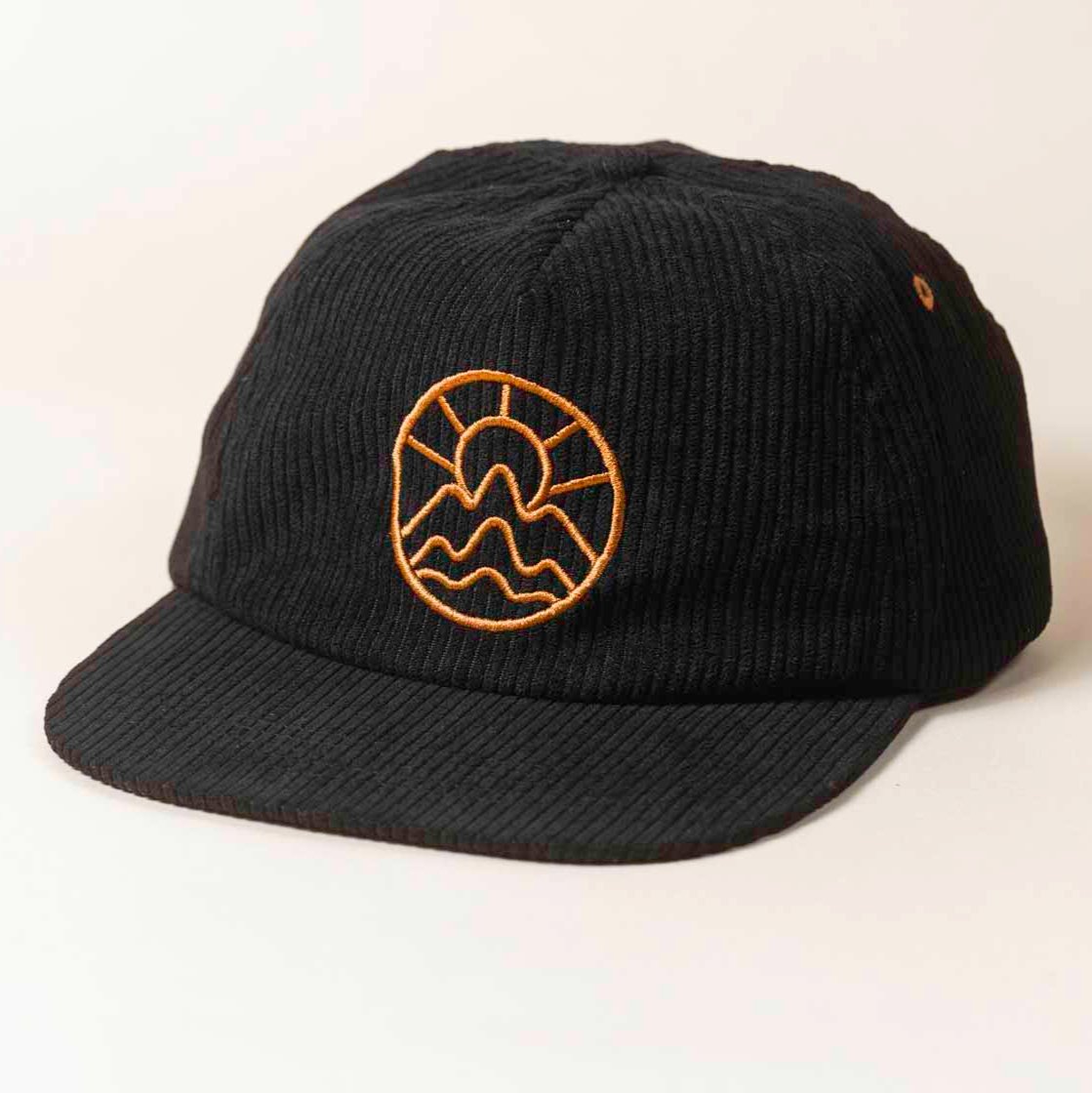McClumsy Black 5 Panel Corduroy Hat Front