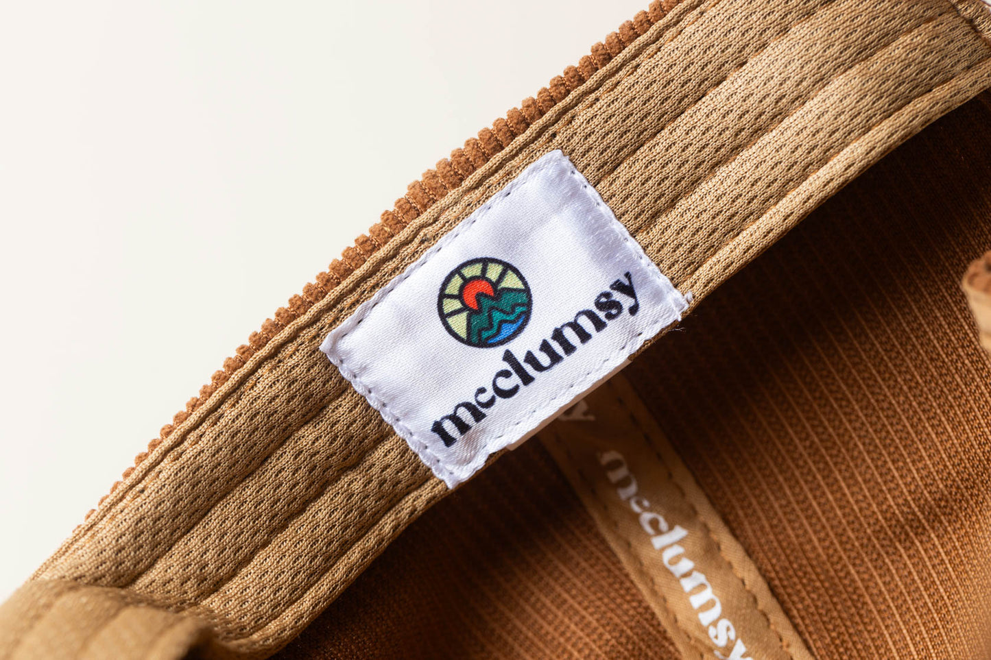McClumsy Corduroy 5 Panel Hat Milk Chocolate Inside Logo Tag