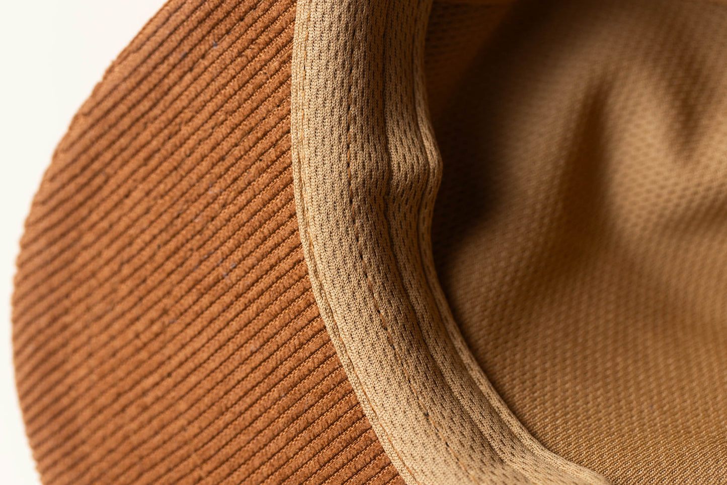 McClumsy Corduroy 5 Panel Hat Milk Chocolate Under Bill and Sweatband