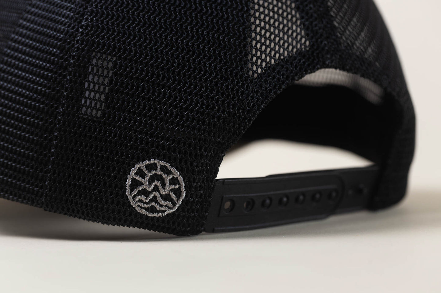 McClumsy Hat Brown Suede logo on gray black Back Logo with Clip