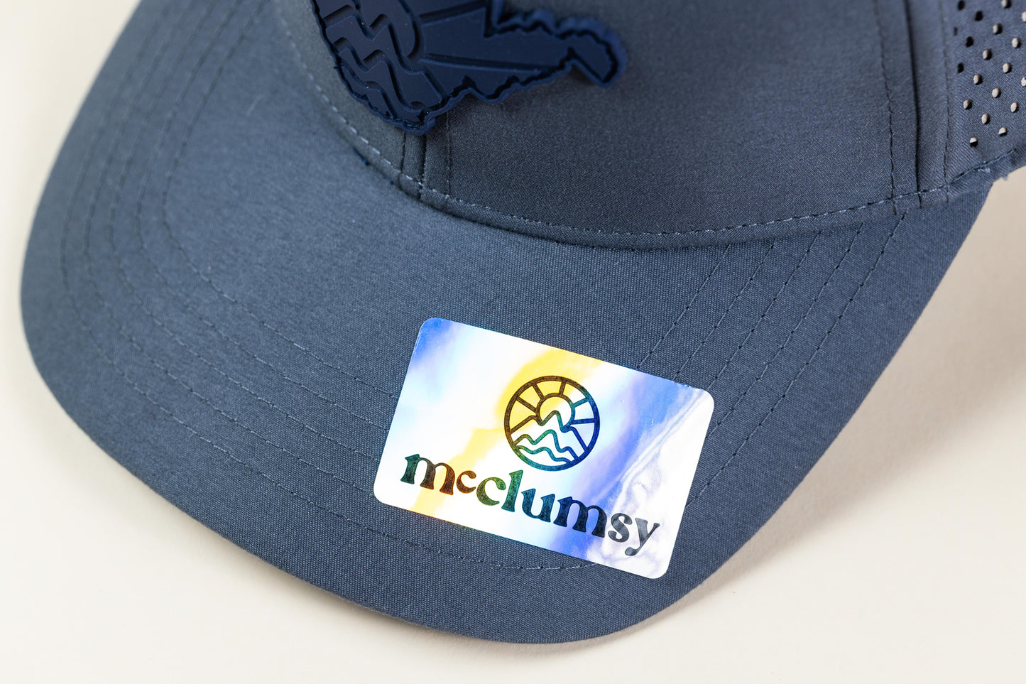 McClumsy Hat WV Laser Cut Blue Upper Bill and Sticker