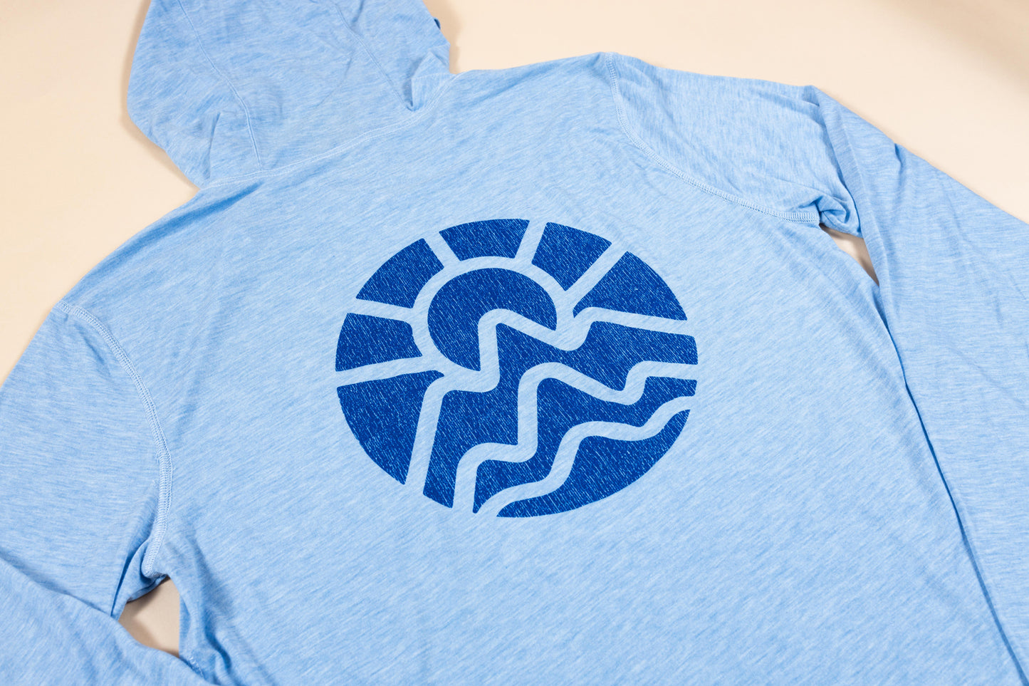 McClumsy Lightweight Hoodie Chill Blue Logo Back Close