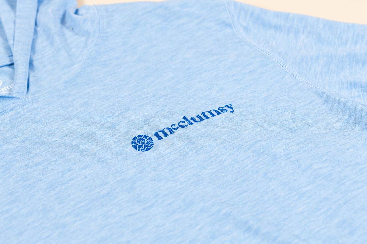 McClumsy Lightweight Hoodie Chill Blue Logo Front