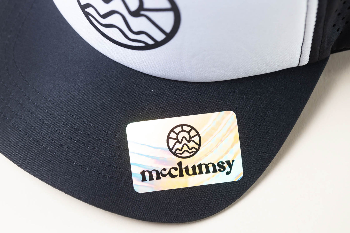 McClumsy McLogo Black on Twotone WB Trucker Upper Bill and Sticker