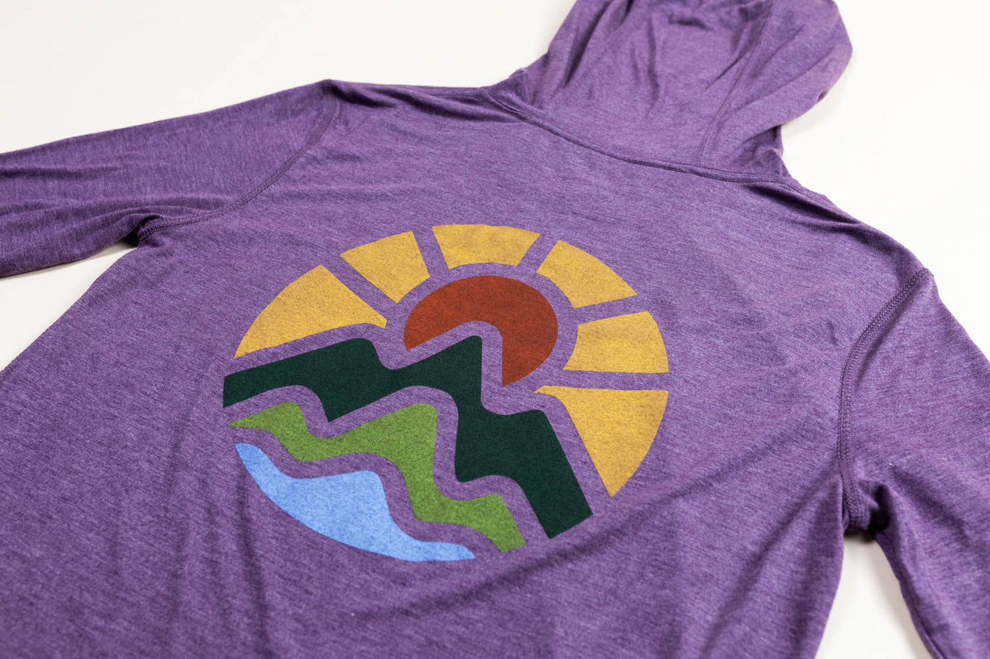 McClumsy McLogo Full Color LW Hoodie on Purple Back Logo Close