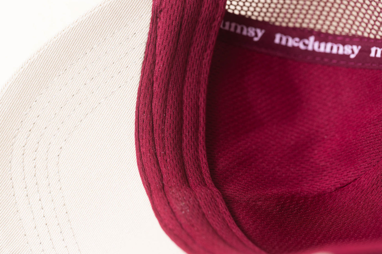 McClumsy McLogo Hat Brown Suede Logo on Cream Under Bill and Sweat Guard