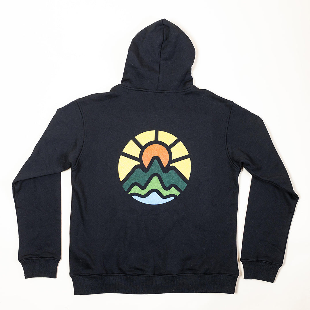 McClumsy Pullover Hoodie Black Full Color Logo Back