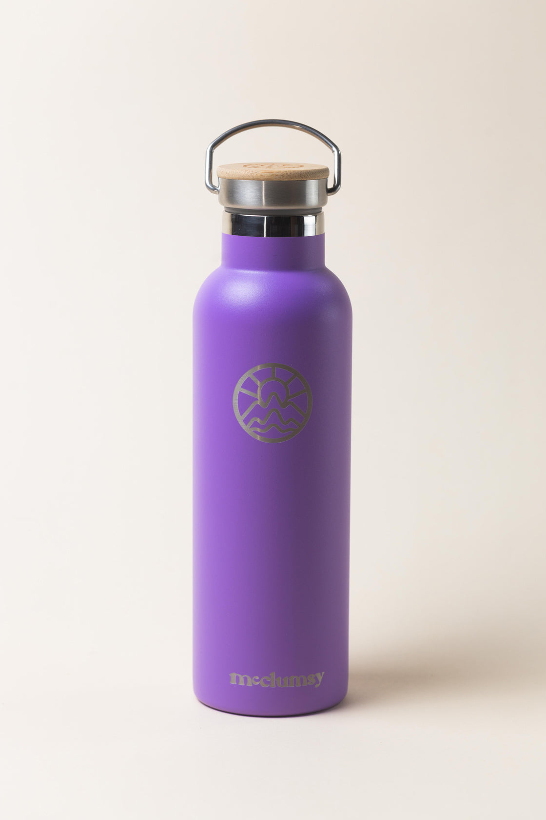 McClumsy 24oz Stainless Steel Purple Water Bottle Full View