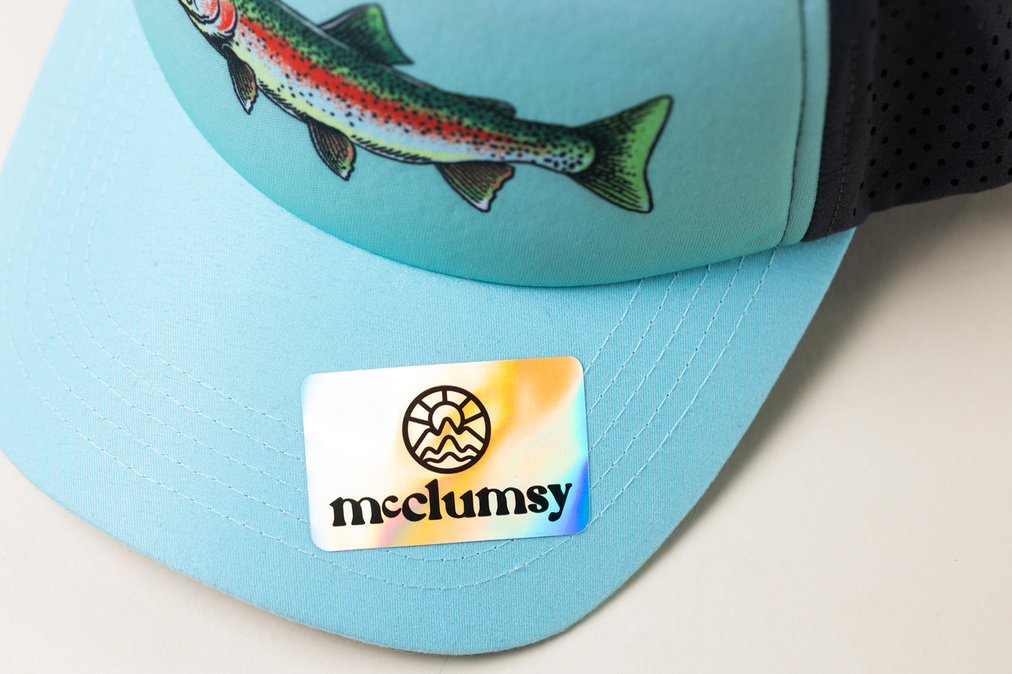 McClumsy Rainbow Trout Hat Bill and Sticker