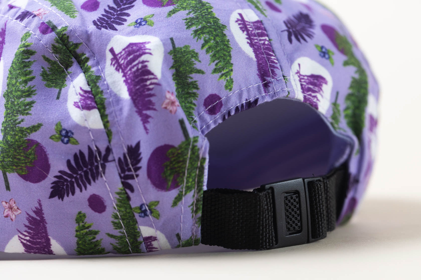 McClumsy Roaring Plains Crushable Camper Hat Purple Back View and Nylon Clasp