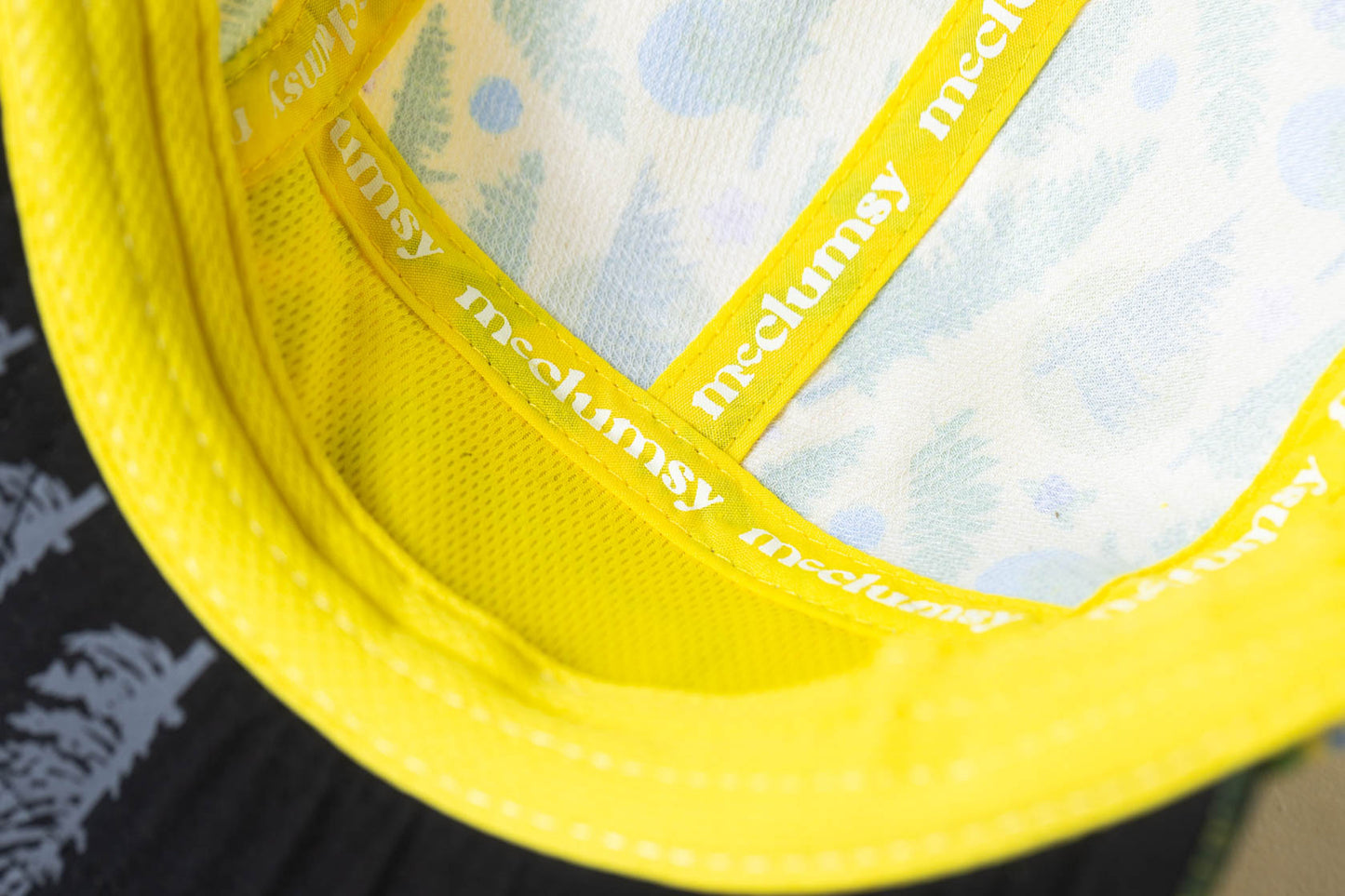 McClumsy Roaring Plains Crushable Camper Hat Yellow Inside Logo Tape