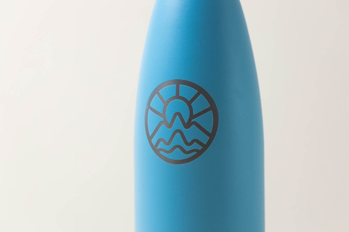 McClumsy Stainless Steel Top Thermos Blue Logo Close