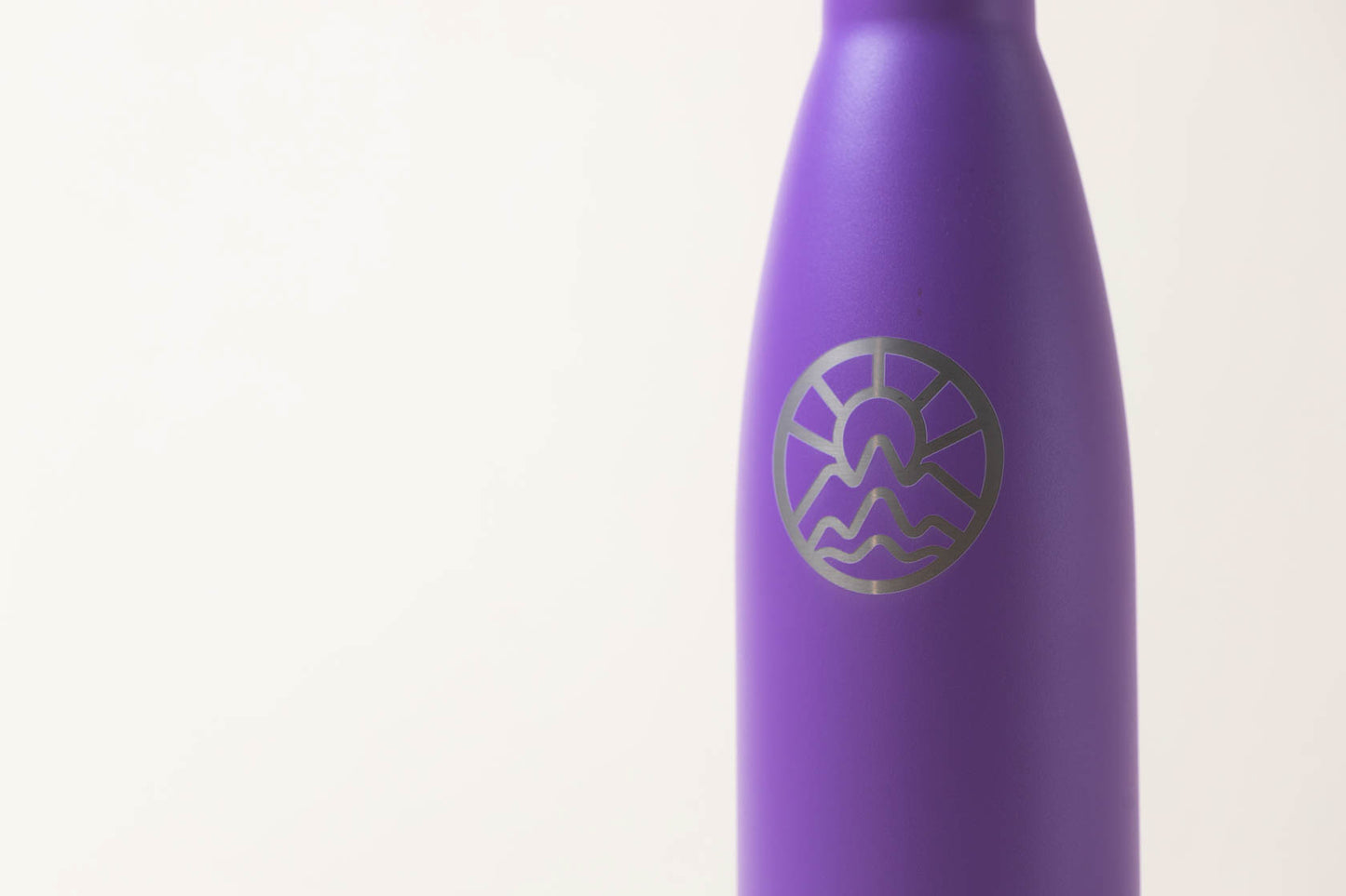 McClumsy Stainless Steel Top Thermos Purple Front Logo Close