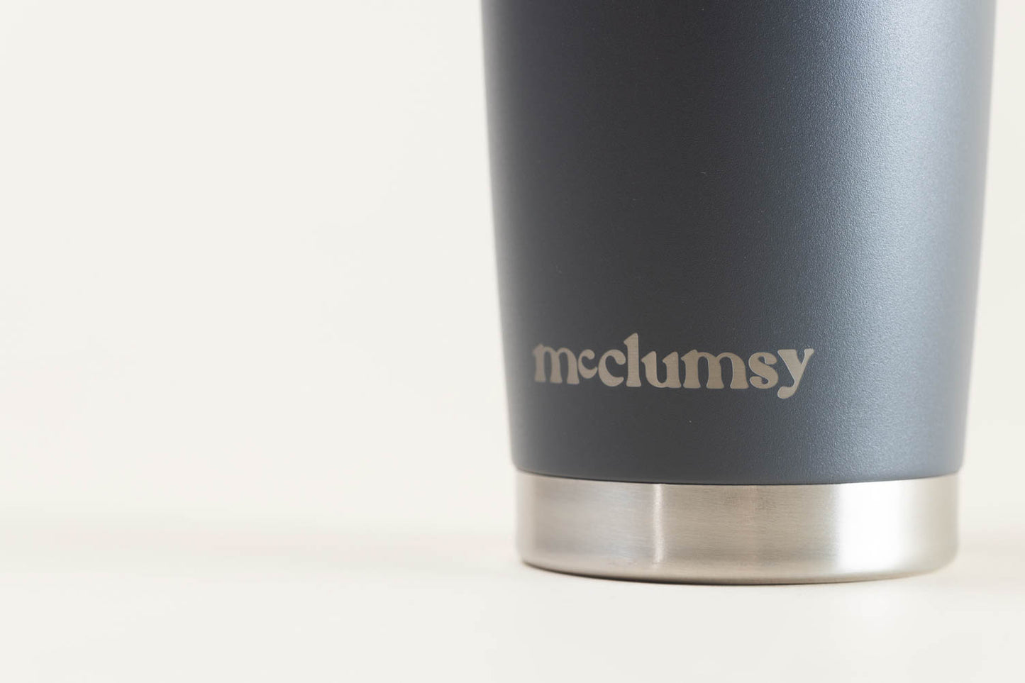 McClumsy Tumbler Mug Grey Lower Logo