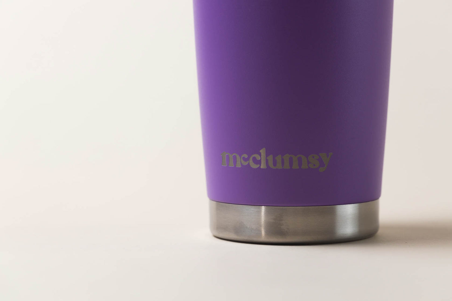 McClumsy Tumbler Mug Purple Lower Logo