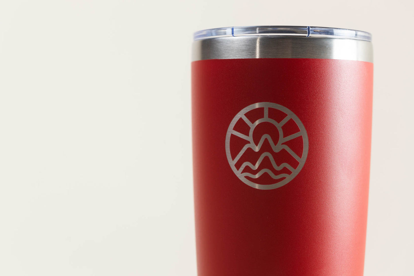 McClumsy Tumbler Mug Red Logo Close