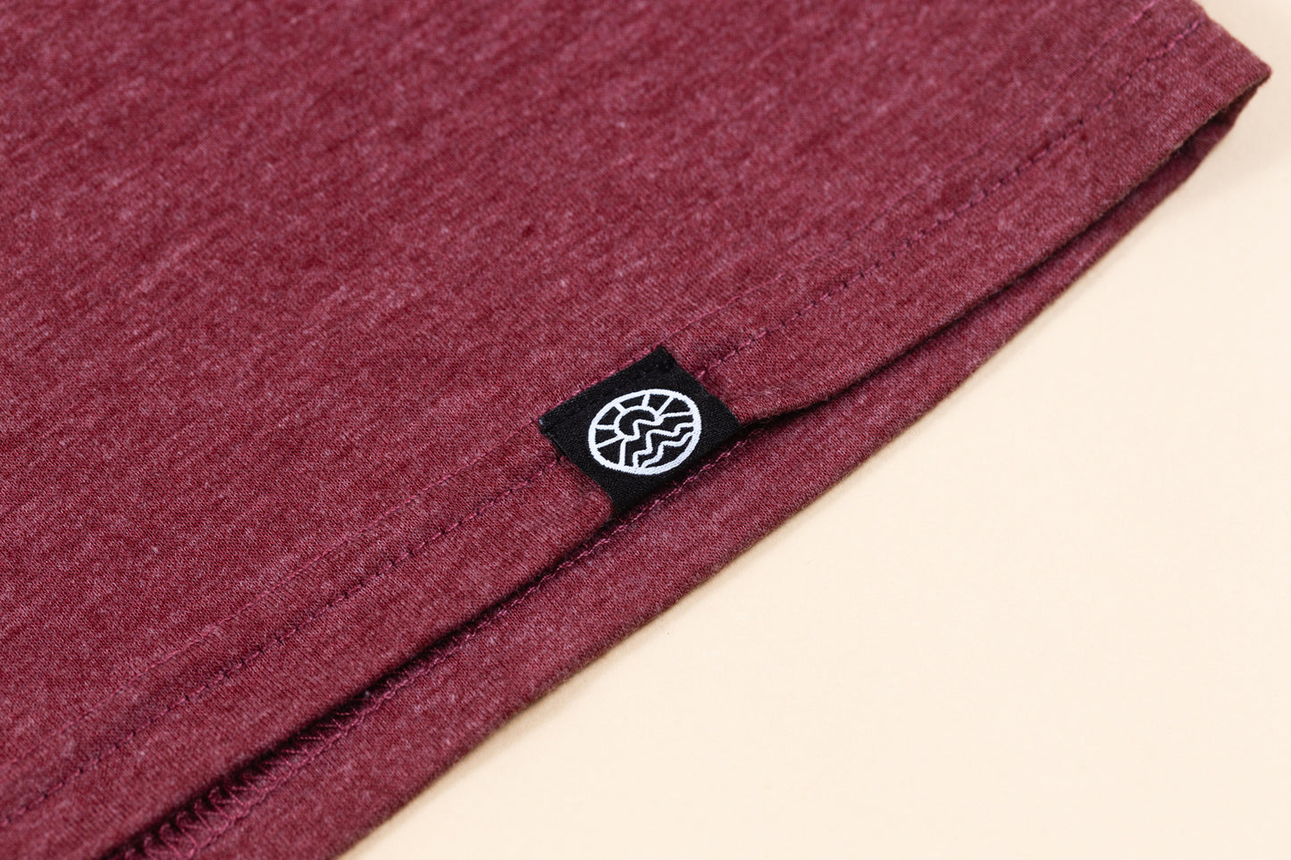 McClumsy Long Sleeve Maroon Heather Blue Logo Tag