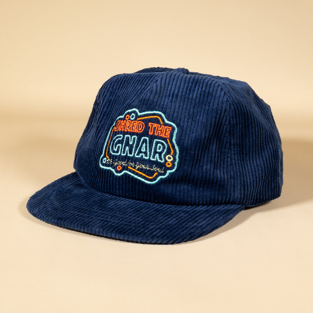 Corduroy 5 Panel Trucker - Shred the Gnar Navy Blue – McClumsy