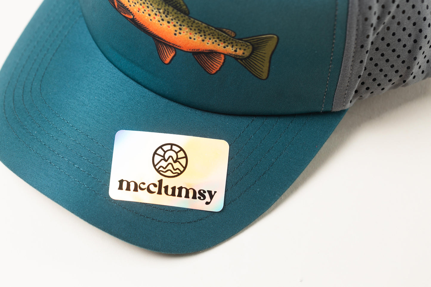 McClusmy Brown Trout Hat Upper Bill with Sticker
