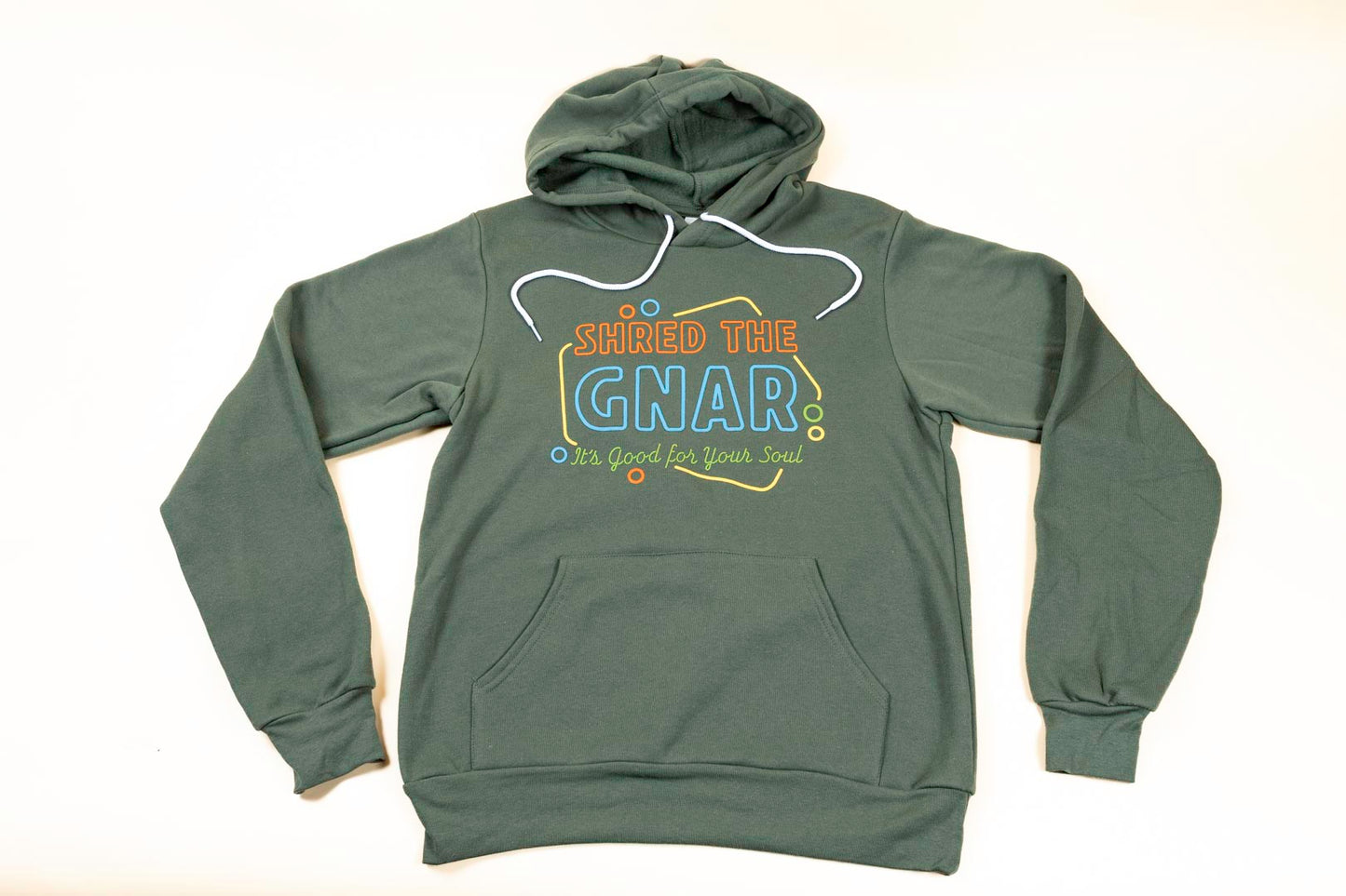 Shred The GNAR Hoodie Green Full View Front
