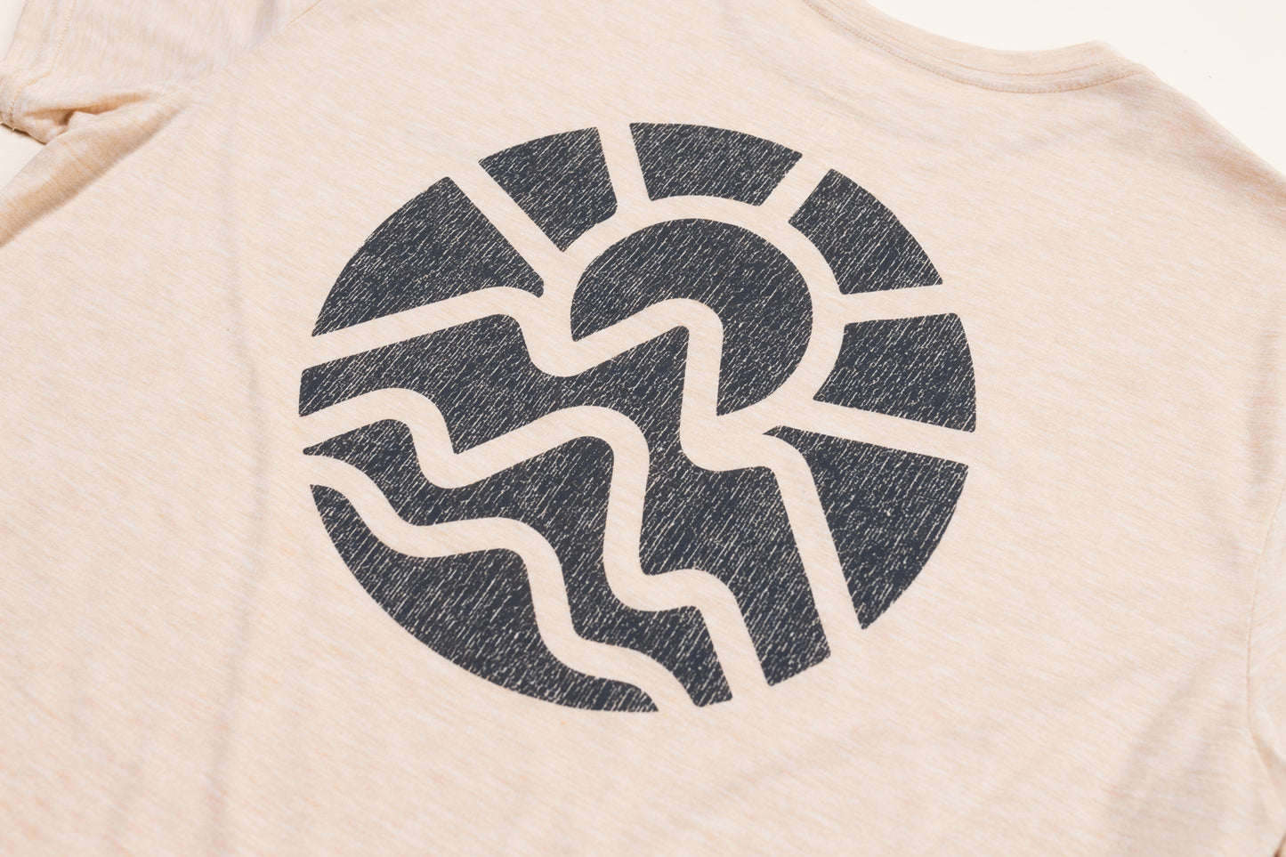 McClumsy Tee Nude TriBlend Back Closeup Logo
