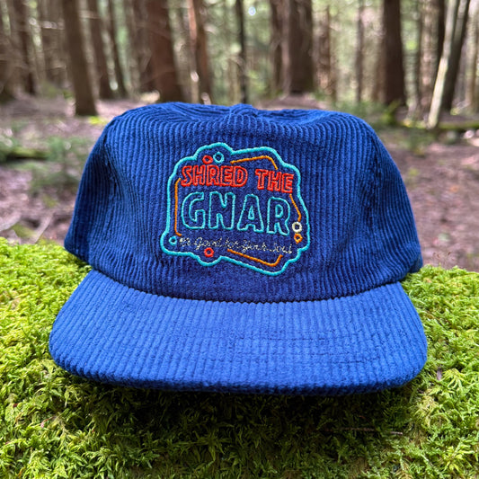 Corduroy 5 Panel Trucker - Shred the Gnar Navy Blue