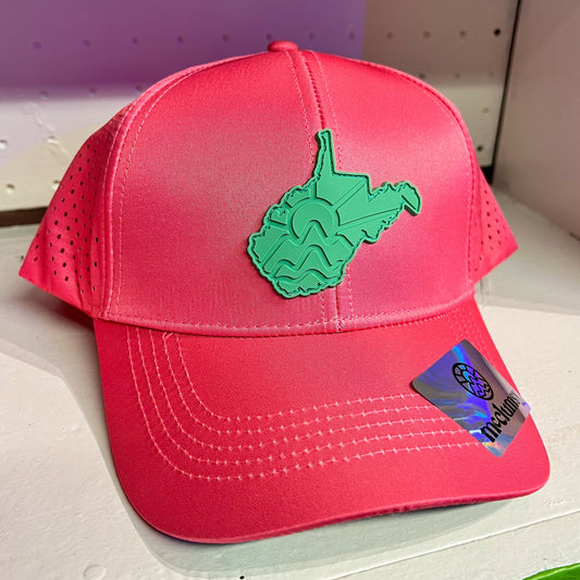 Trucker Hat - West Virginia Laser Cut 6-Panel -Pink