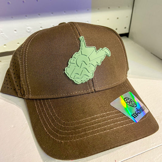 Trucker Hat - West Virginia Laser Cut 6-Panel - Brown