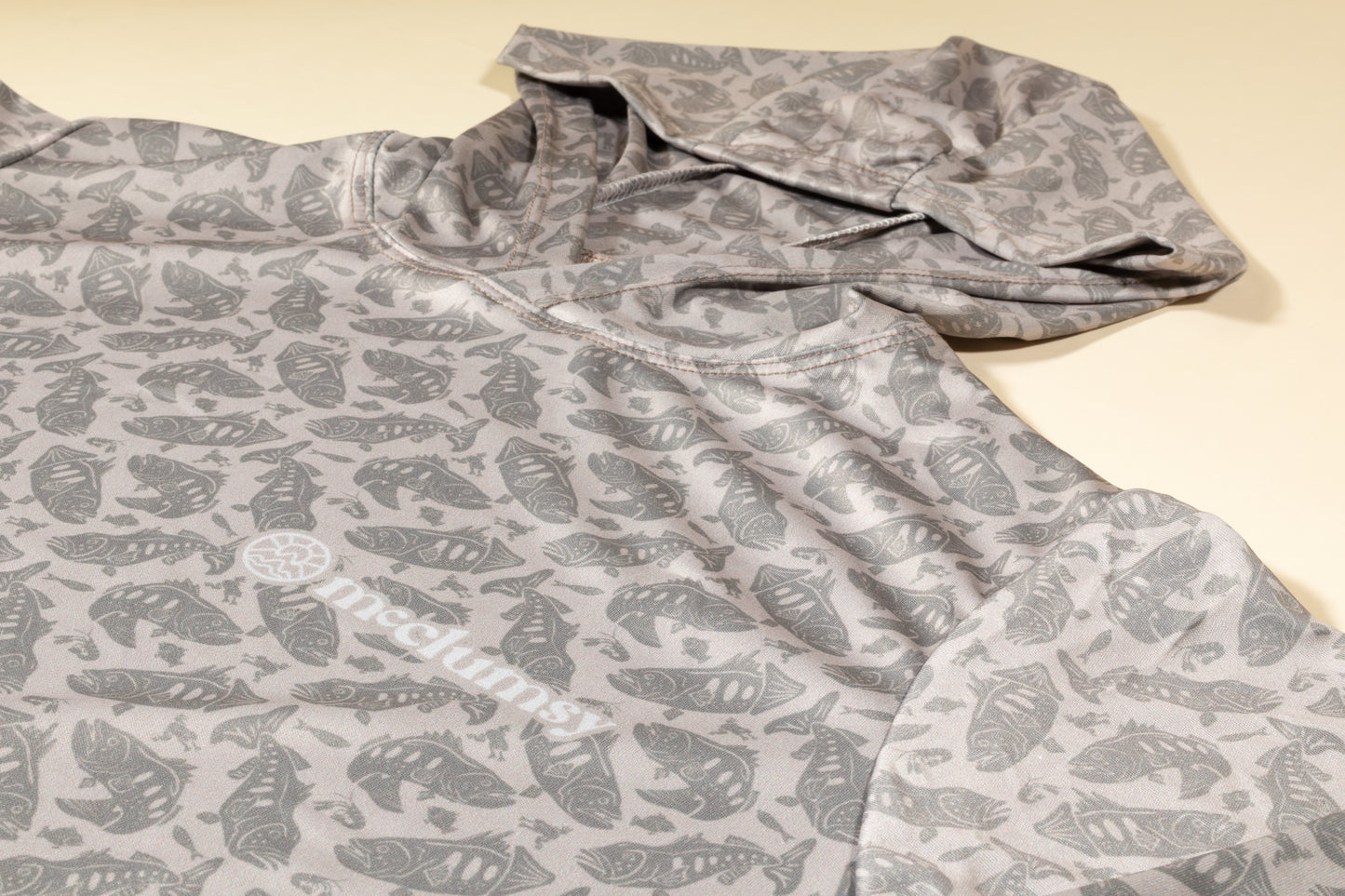 305 Series SPF Hoodie - Smallmouth Print - Grey
