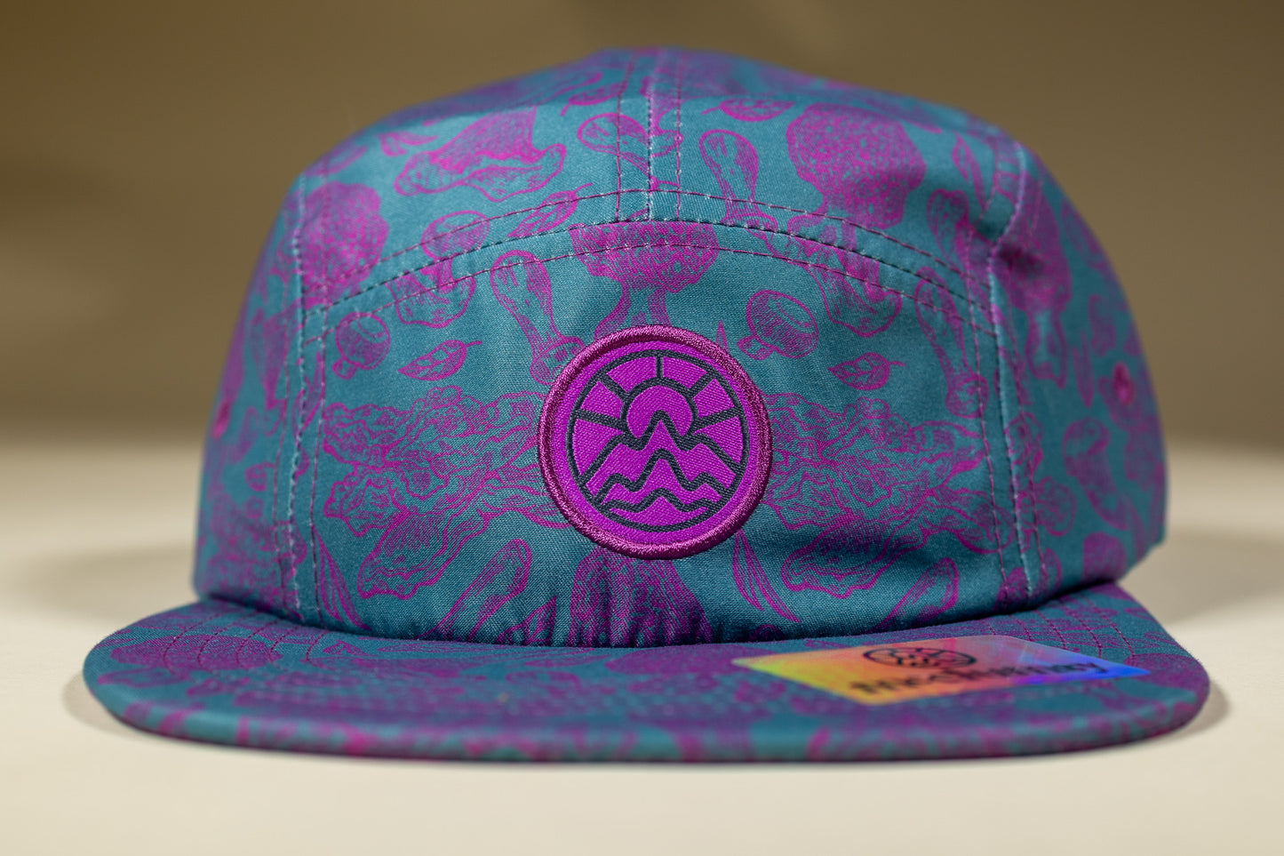 5-Panel Mushroom Hat - Green & Purple