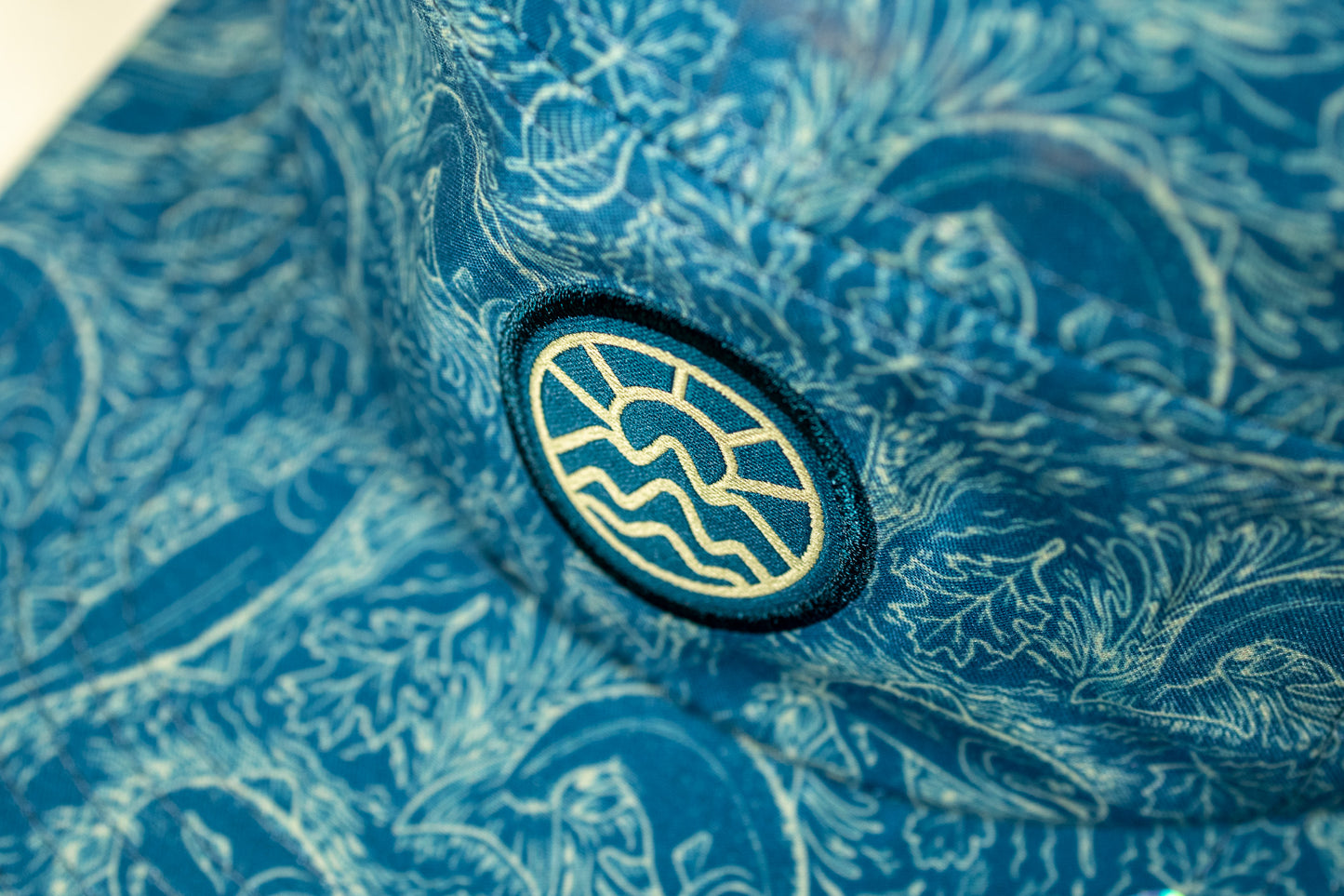 5-Panel Fish Hat - Bold Blue and Cream