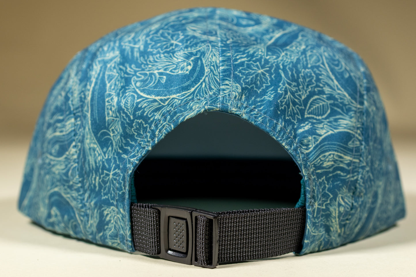 5-Panel Fish Hat - Bold Blue and Cream
