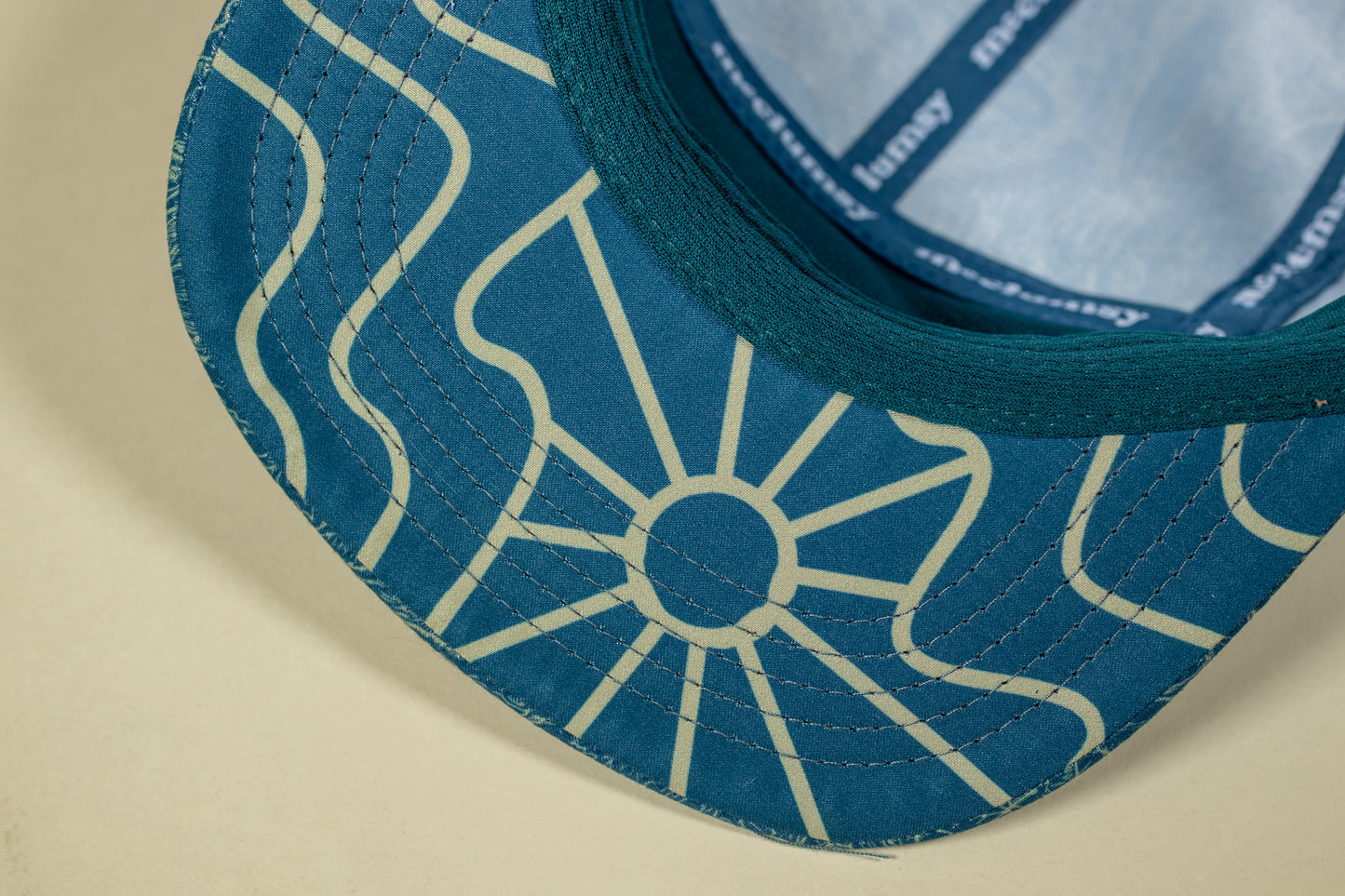 5-Panel Fish Hat - Bold Blue and Cream