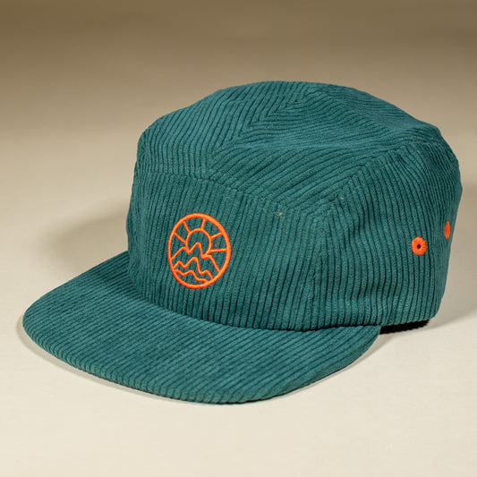 5-Panel Corduroy Camper Hat – Rich Green & Orange