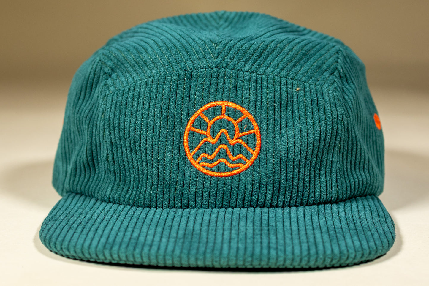 5-Panel Corduroy Camper Hat – Rich Green & Orange