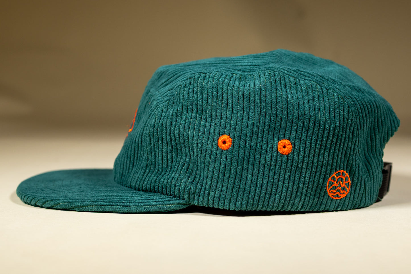 5-Panel Corduroy Camper Hat – Rich Green & Orange