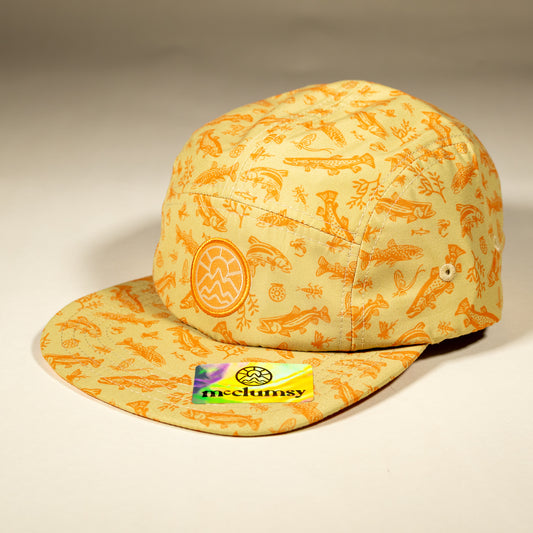 5-Panel Trout Print - Pale Yellow & Orange