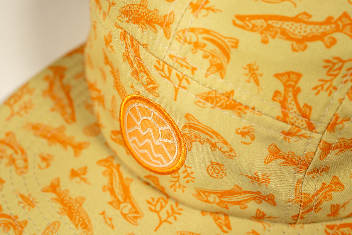 5-Panel Fish Hat - Pale Yellow & Orange