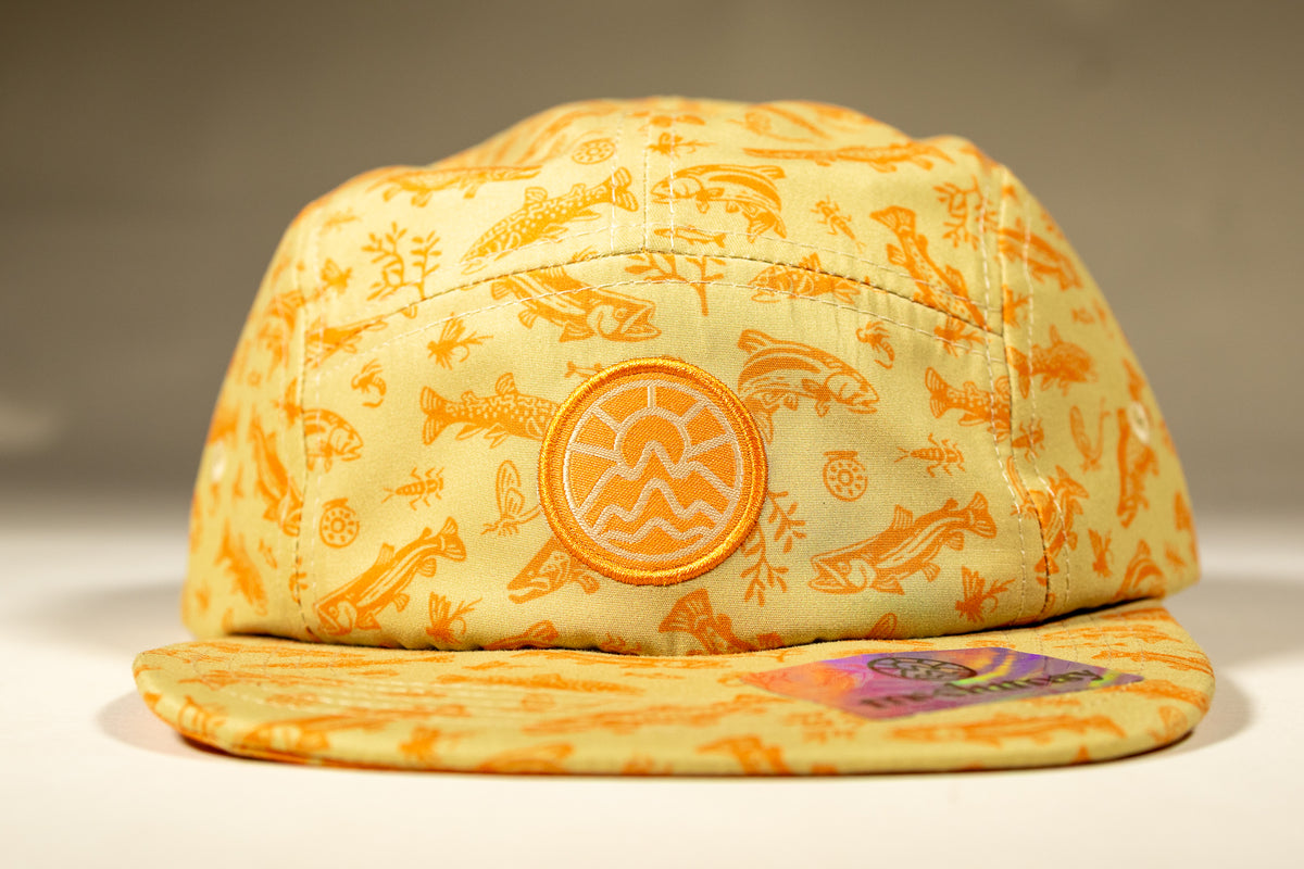 5-Panel Fish Hat - Pale Yellow & Orange