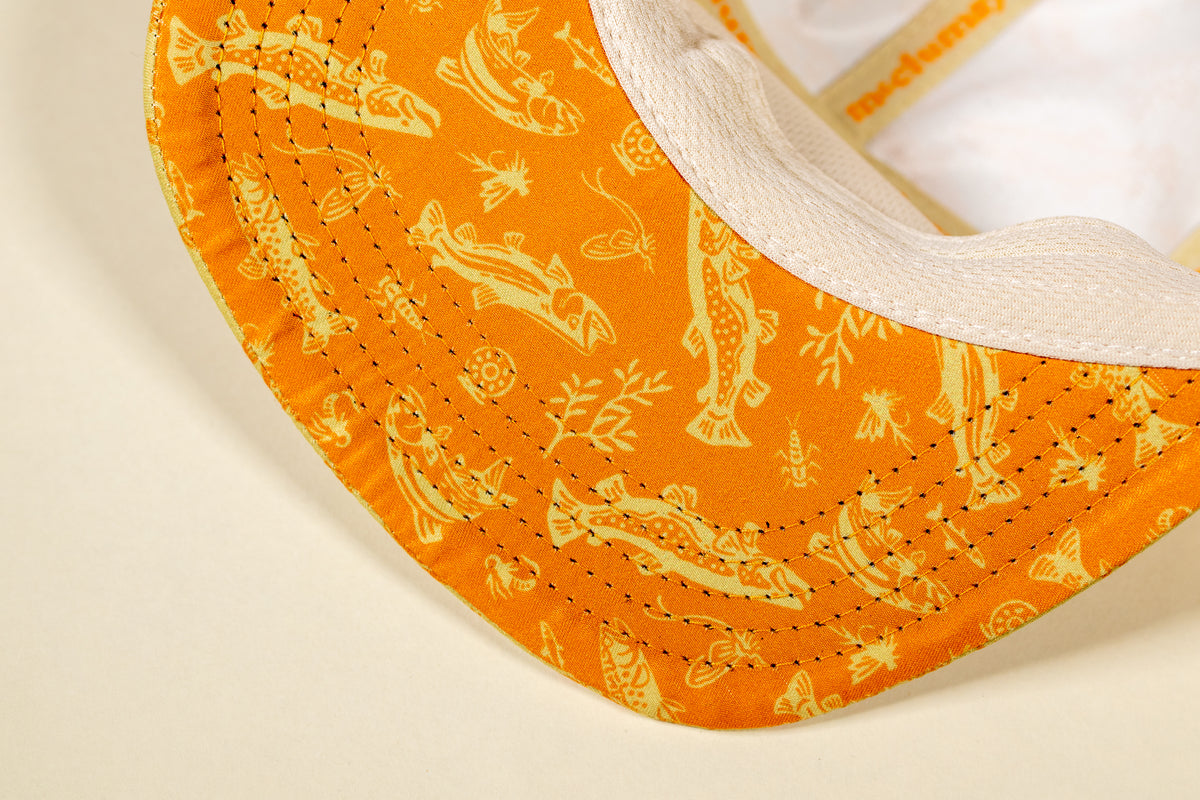 5-Panel Fish Hat - Pale Yellow & Orange