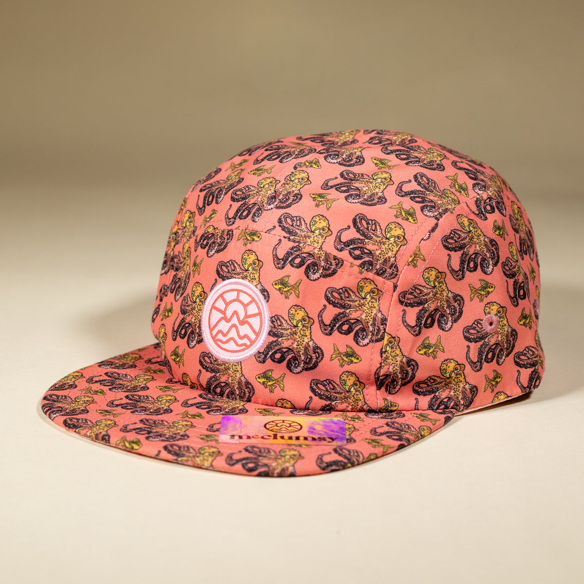 5-Panel Octopus Hat - Salmon & Gold