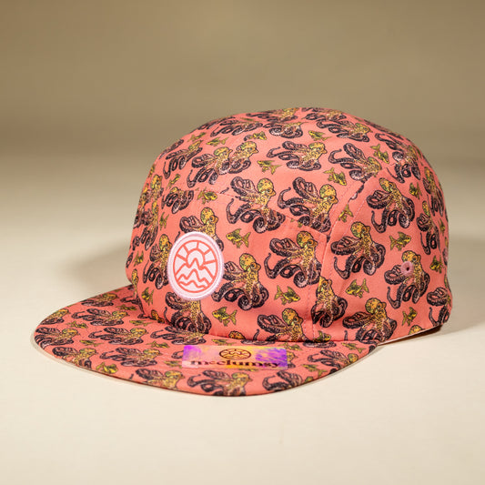 5-Panel Octopus Hat - Salmon & Gold
