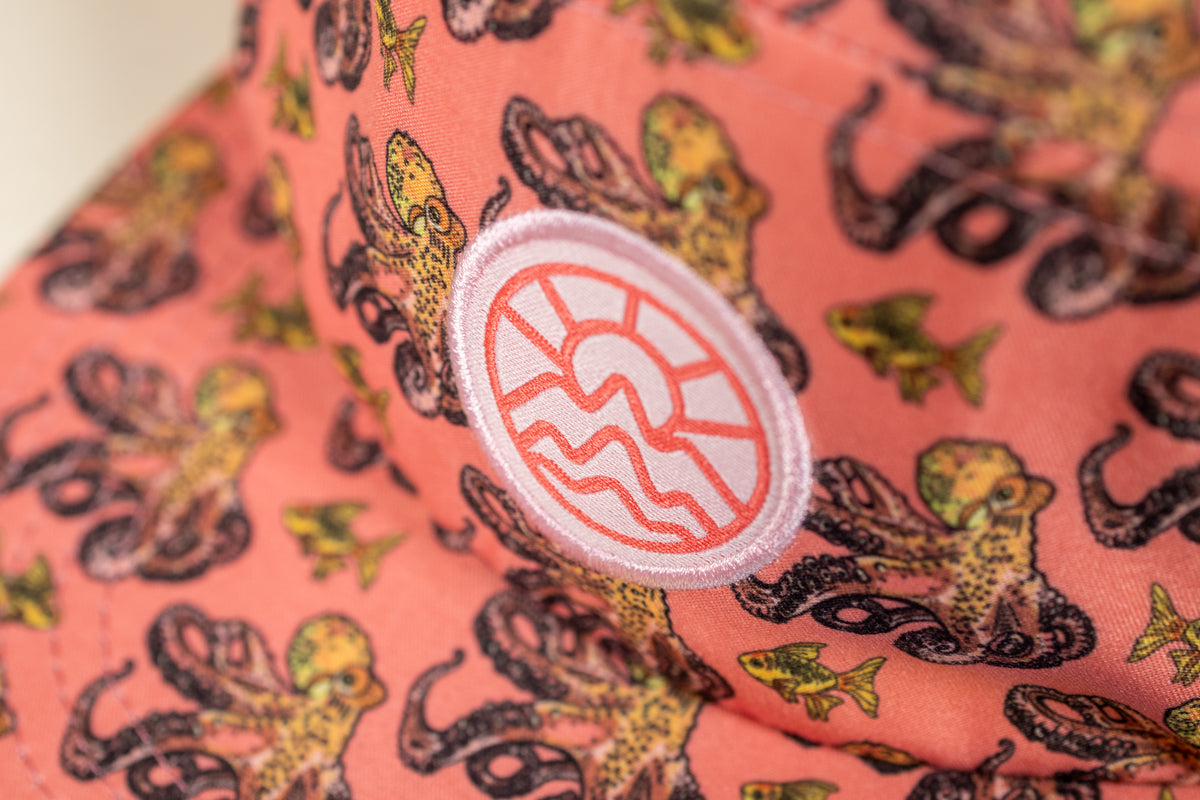 5-Panel Octopus Hat - Salmon & Gold