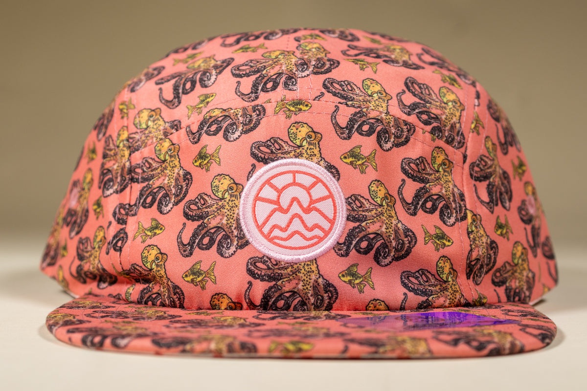 5-Panel Octopus Hat - Salmon & Gold