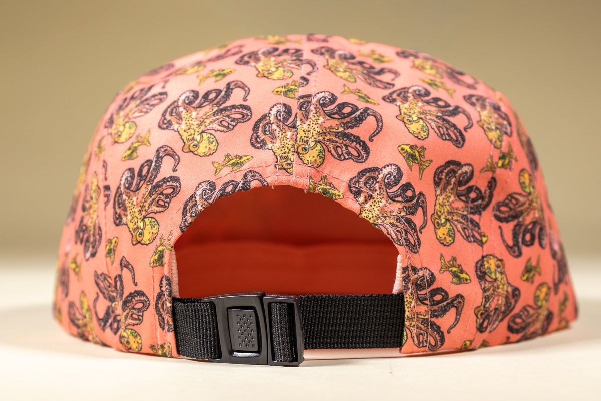 5-Panel Octopus Hat - Salmon & Gold